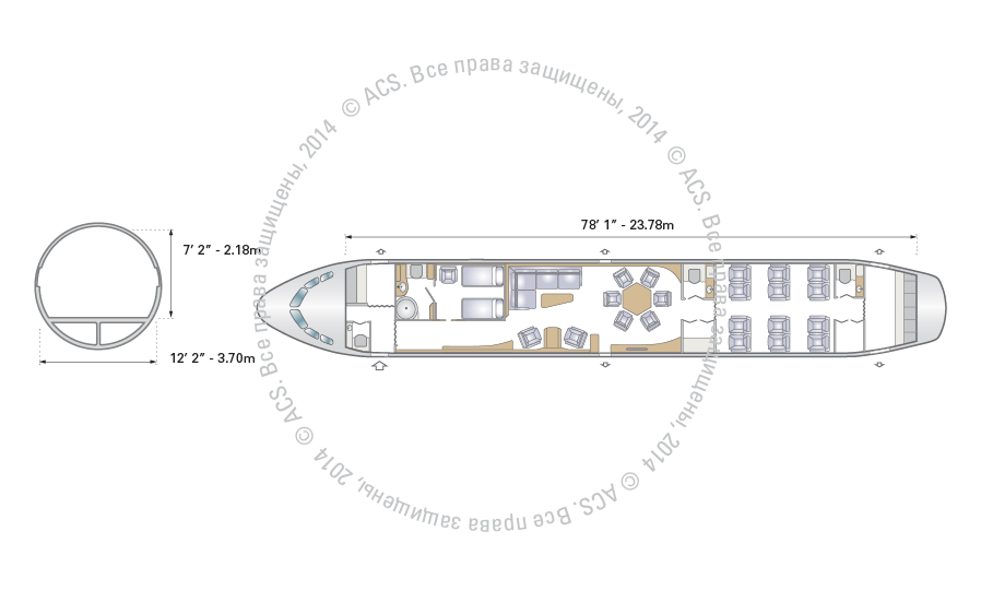 Layout Digram of AIRBUS A319 CJ (19 SEAT)