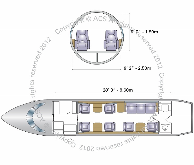 Layout Digram of BOMBARDIER CHALLENGER 604 605