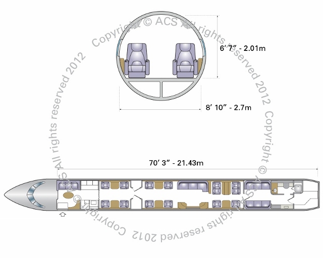 Layout Digram of EMBRAER LINEAGE 1000